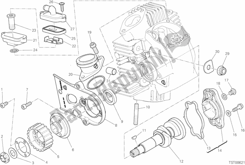 Wszystkie części do Testa Orizzontale - Distribuzione Ducati Scrambler 1100 USA 2018